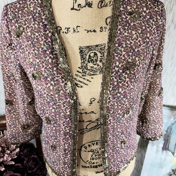 Love 21 Bohemian Sequin Lined Jacket GUC XS - Picture 4 of 9